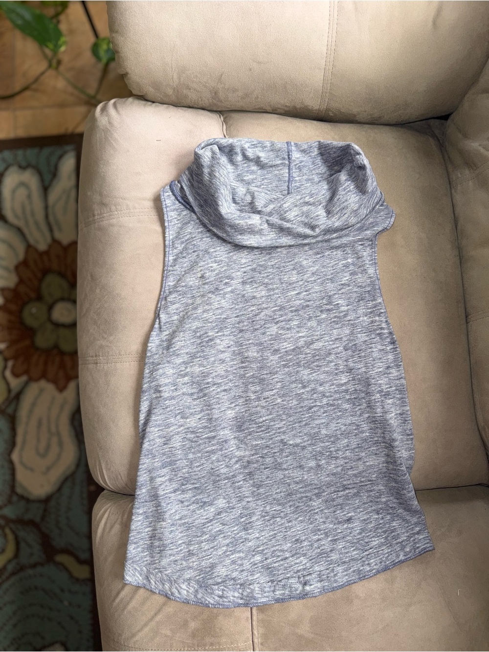 We The Free Heathered Blue/Gray Drape Neck Top